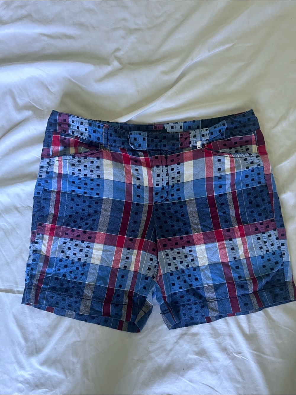 Women’s Plaid Casual Shorts in Blue and Red